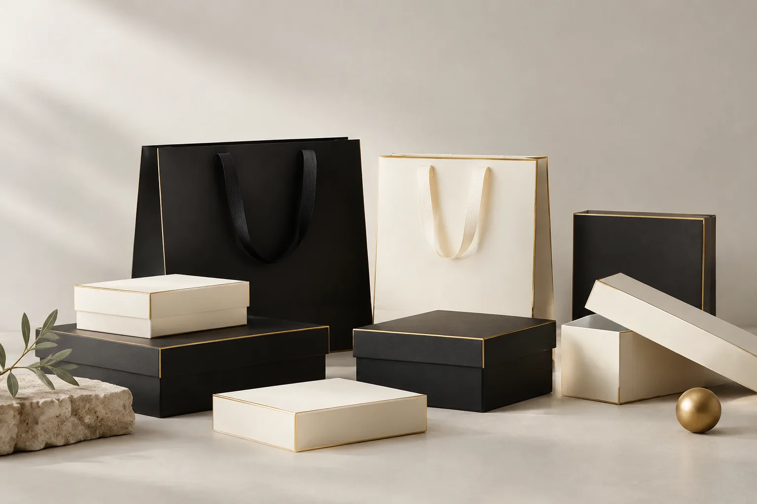 Blank premium boxes with gold foil edges