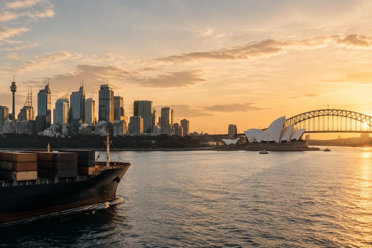 Container ship approaching an Australian port